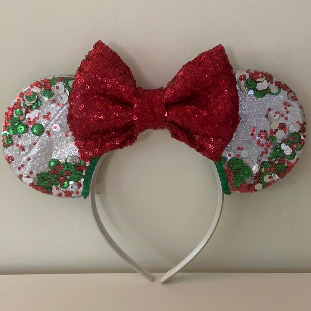 Holiday Minnie Ears, confetti, EUC